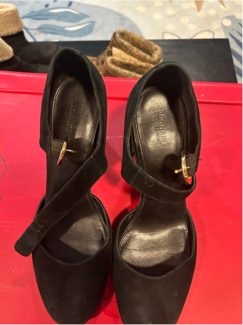 Women's Michael Kors Black Suede Block Heel Pumps Size 9.5